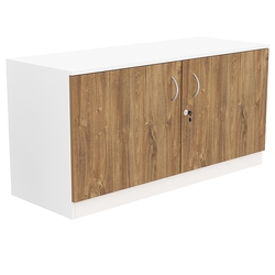 Тумба T-22 1200мм (H-600мм, с распашными дверцами), Белый + Дуб Канзас коричневый