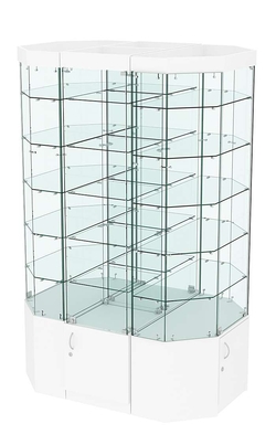 Стеклянная островная широкая с пятью полками витрина серии Истра №821-О-450, Белый