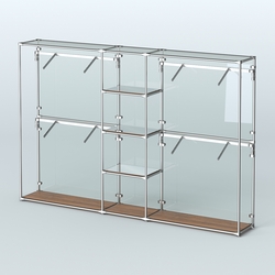 Торговая система ХРОМ (задняя стенка - стекло) 3600 мм с зеркальными полками и поручнями №8, Орех