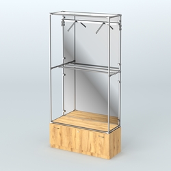 Торговая система ХРОМ (задняя стенка - зеркало) 1200 мм №4-1 с тумбой Т-11 и поручнями, Дуб Золотистый