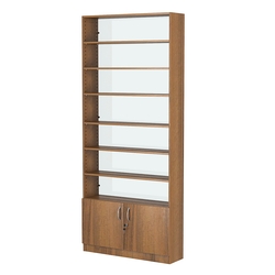 Стеллаж из ДСП с 6-ю полками 250x900 мм серии LEVEL-6 №11-1 (З/C - СТЕКЛО), Орех