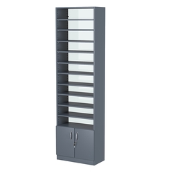 Стеллаж из ДСП с 10-ю полками 300x600 мм серии LEVEL-10 №5-2 (З/C - ЗЕРКАЛО), Темно-Серый