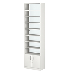 Стеллаж из ДСП с 7-ю полками 300x600 мм серии LEVEL-7 №5-1 (З/C - СТЕКЛО), Белый