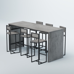 Комплект барный стол "Кофе-брейк" №4 и стулья, Бетон Чикаго светло-серый F186 ST9