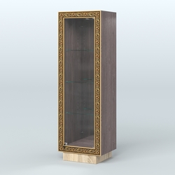 Низкая витрина с декором и тремя прозрачными полками НБА-3, Ясень Анкор темный и Дуб Сонома