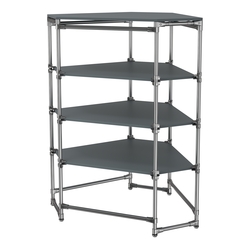 Хромированный стенд Прогресс №3-4 (с полками ДСП 16мм), Темно-Серый