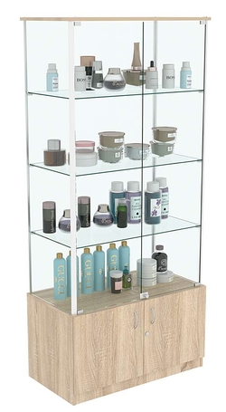 Витрина ЛЮКС с задней стенкой из стекла №2 без подсветки , Дуб сонома