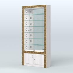 Витрина с декором и зеркальной задней стенкой №ВБА-32С, Ясень Анкор светлый