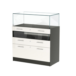 Прилавок ювелирный "Диаманд" №2-1000 пристенный, Черный и Белый