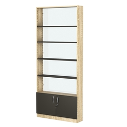 Стеллаж из ДСП с 4-мя полками 200x900 мм серии LEVEL-4 №10-1 (З/C - СТЕКЛО), Дуб Сонома + Черный