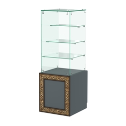 Стеклянный прилавок с декором и крепежами №СПБА-206, Темно-Серый