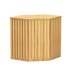 Торговый стол-прилавок шестигранный с планками серии ПРИЛИВ №22, Дуб Золотистый