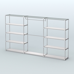 Торговая система ХРОМ без ДСП 3600 мм с полками ДСП и поручнями №1, Ясень Анкор светлый