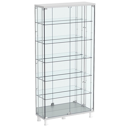 Витрина РОНДО с регулировочными полками №3-4-РЕГ на ножках (задняя стенка зеркало), Серый