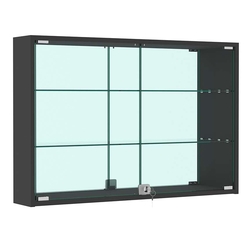 Витрина настенная №3-2А широкая с зеркалом, Черный