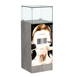 Прилавок со световым коробом квадратный №11, Бетон Чикаго светло-серый F186 ST9