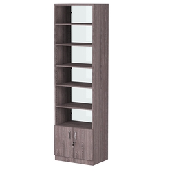 Стеллаж из ДСП с 5-ю полками 400x600 мм серии LEVEL-5 №7-1 (З/C - СТЕКЛО), Ясень Анкор темный