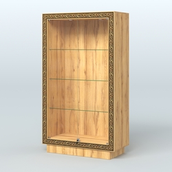 Низкая витрина с декором и верхней подсветкой НБА-5, Дуб Золотистый
