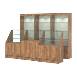 Комплект витрин ЭК-01 и прилавков ЭК-7, Дуб Канзас коричневый