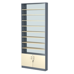 Стеллаж из ДСП с 8-ю полками 150x900 мм серии LEVEL-8 №9-2 (З/C - ЗЕРКАЛО), Темно-серый + Крем Вайс