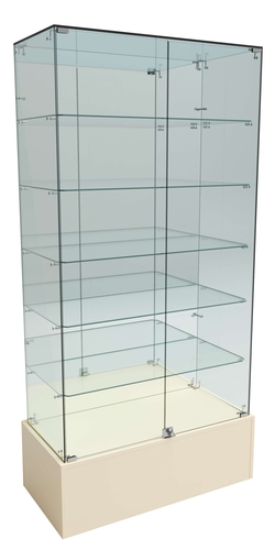 Витрина Истра №511 прямоугольная (задняя стенка - зеркало), Крем Вайс