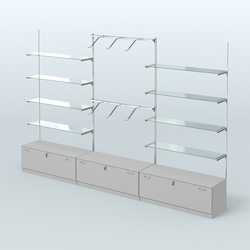 Система Neo Fix №10 с поручнями, стекловидными полками и тумбами T-11, Серый