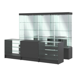 Комплект стеклянных витрин ИС-03 и прилавков ЭК-4, Черный