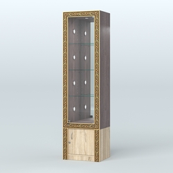 Витрина с декором и диодной подсветкой №ВБА-4С, Ясень Анкор темный и Дуб Сонома