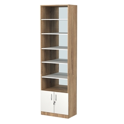 Стеллаж из ДСП с 5-ю полками 350x600 мм серии LEVEL-5 №6-2 (З/C - ЗЕРКАЛО), Дуб Канзас коричневый + Белый