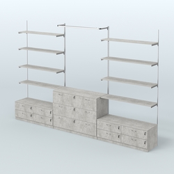 Система Neo Fix №5 с П-образным поручнем, полками из ДСП и тумбами T-14 и Т-13, Метрополитан Грей