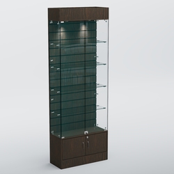 Витрина СЕТЬ №5-П с экономпанелью и полками, Дуб Венге