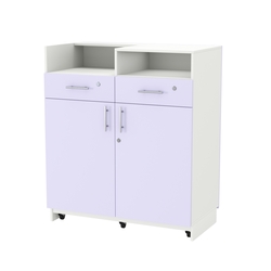 Кассовый прилавок "Диаманд" №9-1000 выкатной, ЛДСП белый + МДФ сирень