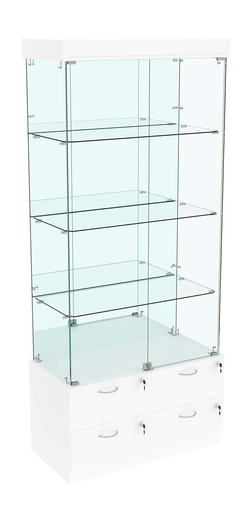 Витрина ХРУСТАЛЬ №3 прямоугольная (задняя стенка - зеркало), Белый