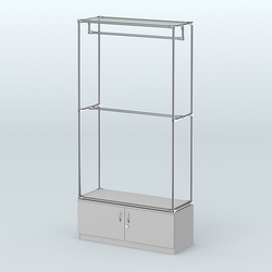 Торговая система ХРОМ без ДСП 1200 мм №1-4 с тумбой Т-21 и поручнями, Серый