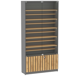 Витрина серии "Смок" №1-ДП-1000 (с доп. полками), Дуб Золотистый и Темно-Серый