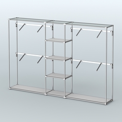 Торговая система ХРОМ без ДСП 3030 мм с полками ДСП и поручнями №8, Серый