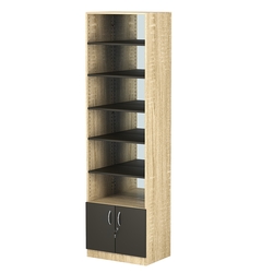 Стеллаж из ДСП с 5-ю полками 400x600 мм серии LEVEL-5 №7-2 (З/C - ЗЕРКАЛО), Дуб Сонома + Черный