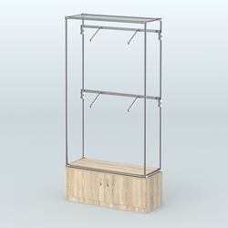 Торговая система ХРОМ без ДСП 1200 мм №3-4 с тумбой Т-21 и поручнями, Дуб Сонома