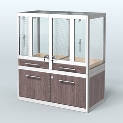 Витрина низкая для продажи птиц в зоомагазин серии ЖАКО-01, Ясень Анкор темный