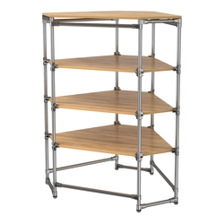 Хромированный стенд Прогресс №3-4 (с полками ДСП 16мм), Дуб Золотистый