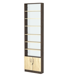 Стеллаж из ДСП с 6-ю полками 150x600 мм серии LEVEL-6 №2-1 (З/C - СТЕКЛО), Дуб Венге + Дуб Сонома