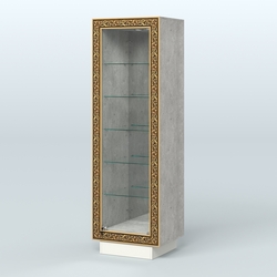 Низкая витрина с декором и пятью прозрачными полками НБА-503, Метрополитан Грей + Белый