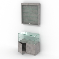 Комбинированный прилавок-витрина с распашными дверками КПВ-01-03, Бетон Чикаго светло-серый F186 ST9