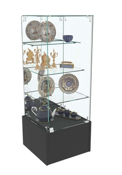 Торговый пристенный прилавок Зеркало с крепежами №132 (закрытый), Черный