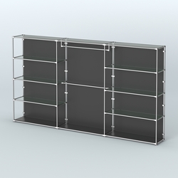 Торговая система ХРОМ (задняя стенка - ДСП) 3600 мм с прозрачными полками и поручнями №1, Черный