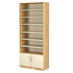 Стеллаж из ДСП с 6-ю полками 350x900 мм серии LEVEL-6 №13 (З/C - ДВП), Дуб Золотистый и Крем Вайс