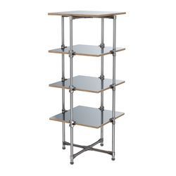 Хромированный стенд Прогресс №2-5 (с полками Зеркало 4мм), Дуб Канзас коричневый