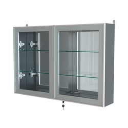 Витрина настенная №3-2А широкая с зеркалом серии Collecto, Темно-Серый