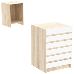 Торговый стол-прилавок с горизонтальными панелями №5Э, Дуб Сонома + Белый