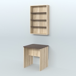 Распаковочный квадратный стол с антресолью для аптеки Р-01, Дуб Сонома + Дуб Венге